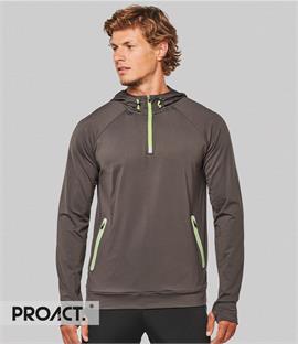 Proact Zip Neck Hooded Sweatshirt